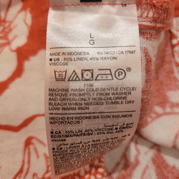 Old Navy Floral Print Linen Blend Sleeveless Top Size Large Orange and White - Picture 10 of 10